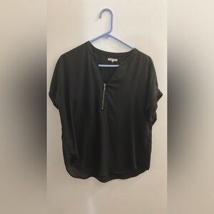 Maurices Black Blouse with Zipper Accent